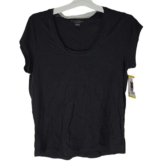 Social Standard "Amber" Scoop Tee, Black, Sz M, NWT - Picture 1 of 6